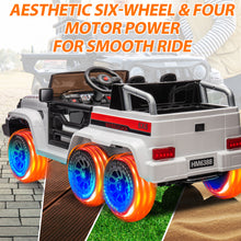 Load image into Gallery viewer, iRerts White 24V Battery Powered Ride on Cars with Remote Control, Ride on Pickup Trucks with Rocking Chair Mode, Parental Rear Seat, Music, USB/MP3 Port, Electric Cars for Kids Boys Girls 2-6 Ages