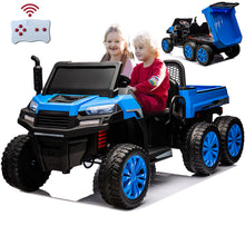 Load image into Gallery viewer, iRerts 2 Seater 24V Ride on Truck with Dump Bed, Battery Powered Ride on Car UTV with Remote Control for Boys Girls, 4WD 6 Wheels Ride on Tractor Toys with Bluetooth, Music, USB/TF Card Slots, Blue