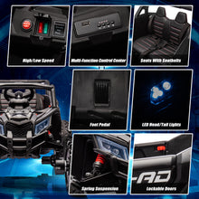 Load image into Gallery viewer, iRerts Black 24V Battery Powered Ride on UTV Cars for Boys Girls, Kids Ride on Toys with Remote Control, Music, LED Light, USB, Bluetooth, Large Seat Kids Electric Vehicle for Christmas Birthday Gifts