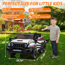 Load image into Gallery viewer, iRerts White 24V Battery Powered Ride on Cars with Remote Control, Ride on Pickup Trucks with Rocking Chair Mode, Parental Rear Seat, Music, USB/MP3 Port, Electric Cars for Kids Boys Girls 2-6 Ages