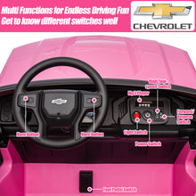 Load image into Gallery viewer, 2 Seater 24V Ride on Cars with Remote Control, Licensed Chevrolet Silverado Kids Ride on Truck for Boys Girls Birthday Christmas Gifts, Battery Powered Kids Electric Cars with LED Lights, Music, Pink