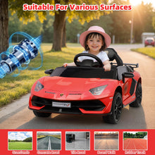 Load image into Gallery viewer, iRerts Red 24V Lamborghini Xago Battery Powered Ride On Cars with Remote Control for Boys Girls Gifts, Kids Ride on Toys with Bluetooth, Music, MP3, USB, LED lights