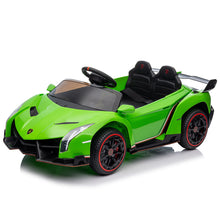 Load image into Gallery viewer, iRerts 12V Ride on Sports Cars with Remote Control, Lamborghini Poison Kids Ride on Vehicles Toys for Boys Girls 3-5 Years Old Gifts, Battery Powered Kids Electric Cars with Music, LED Light, Green