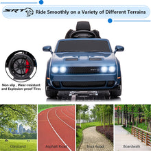 Load image into Gallery viewer, 12v Ride on Cars with Remote Control, Licensed Dodge Challenger Battery Powered Kids Electric Car, Ride on Toys for Kids Boys Girls 3-5 Ages Gift with Bluetooth, Music, USB/MP3 Port, LED Light, Blue