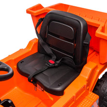 Load image into Gallery viewer, iRerts Ride on Dump Truck for Boys, 12V Ride on Car with Remote Control, 4 Wheel Construction Vehicles with Electric Dump Bed and Shovel, Powered Ride on Toys with Bluetooth, Music, USB Port, Orange