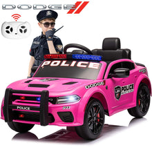 Load image into Gallery viewer, iRerts 12V Ride on Police Cars with Remote Control, Licensed Dodge Charger Kids Ride on Toys for Boys Girls Gifts, Kids Electric Car with Bluetooth, Music, USB, MP3, LED Lights, 3 Speeds, Pink