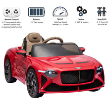 Load image into Gallery viewer, Ride on Car for Boys Girls, Bentley Mulsanne 12V Kids Electric Car Vehicle with Remote Control, Battery Powered Ride on Toys with Bluetooth, USB/MP3, LED Light, 3-6 Ages Kid Birthday Gift, Red