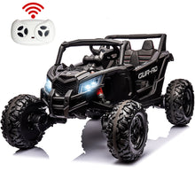 Load image into Gallery viewer, iRerts Black 24V Battery Powered Ride on UTV Cars for Boys Girls, Kids Ride on Toys with Remote Control, Music, LED Light, USB, Bluetooth, Large Seat Kids Electric Vehicle for Christmas Birthday Gifts