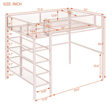 Load image into Gallery viewer, iRerts Twin Size Loft Bed, Metal Twin Loft Bed Frame for Adults Teens Kids, Twin Loft Bed with 4-Tier Storage Shelves, Loft Bed Twin Size for Bedroom, Space-Saving Design, Pink