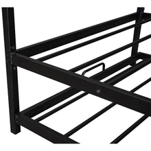 Load image into Gallery viewer, iRerts Twin Size House Platform Bed Frame with Trundle, Twin Metal Bed Frame for Kids Boys Girls, House Platform Bed frame Twin with Metal Slats, Kids Twin Bed Frame No Box Spring Needed, Black