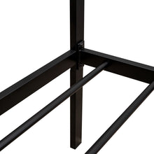 Load image into Gallery viewer, iRerts Twin Size Metal House Bed with Trundle, Kids Twin Bed Frame with Roof and Metal Slats, Twin Size Platform Bed Frame for Kids Bedroom, No Box Spring Needed, Black