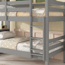 Load image into Gallery viewer, iRerts Wood Twin Bunk Bed, Twin Over Twin Bunk Beds with Bookcase Headboard, Can Be Converted into 2 Beds, Bunk Bed Twin Over Twin for Kids Teens Bedroom, No Box Spring Required, Grey