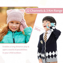 Load image into Gallery viewer, iRerts Kids Walkie Talkies, 2 Pack Walkie Talkies for Kids 3-12 Year Old, Boys Girls Walkie Talkies with 22 Channels, LCD Screen, 3KM Long Range, Outdoor Toys for Kids Camping, Hiking, Blue/Pink