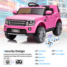 Load image into Gallery viewer, iRerts Pink 12V Landrover Powered Ride On Cars with Remote Control, Ride on Toys Kids Electric Cars with USB AUX MP3 Player for Kids Boys Girls 3-5 Ages Gifts