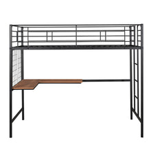 Load image into Gallery viewer, iRerts Twin Loft Bed Frame, Modern Twin Metal Loft Bed with Desk and Metal Grid, Twin Loft Bed with Ladder and Guardrail, No Box Spring Needed, Twin Size Loft Bed for Bedroom Apartment, Black