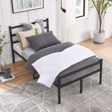 Load image into Gallery viewer, iRerts Twin Metal Bed Frame with Headboard, Twin Bed Frame with Metal Slats Support, No Box Spring Needed, Sturdy Heavy Duty Twin Platform Bed Frame for Kids Teens Adults, Easy to Assemble, Black