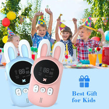 Load image into Gallery viewer, iRerts Kids Walkie Talkies, 2 Pack Walkie Talkies for Kids 3-12 Year Old, Boys Girls Walkie Talkies with 22 Channels, LCD Screen, 3KM Long Range, Outdoor Toys for Kids Camping, Hiking, Blue/Pink