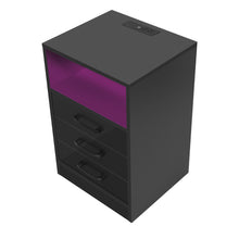 Load image into Gallery viewer, iRerts Nightstand for Bedroom, Wood End Side Table with Wireless Charging, USB Charging Ports, 16 LED Lights, 3 Storage Drawers, Modern Bedside Table LED Nightstand for Bedroom Living Room, Black