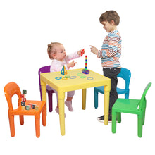 Load image into Gallery viewer, iRerts Kids Table and Chair Set, Plastic Toddler Table and Chair Set 3-8 Years, Lightweight Kid Table Set with 4 Chairs for Boys Girls, Childrens Kid Table and 4 Chairs Set for School, Home, Play Room