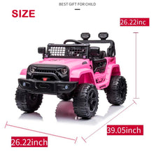 Load image into Gallery viewer, iRerts Pink 12v Black Battery Powered Ride on Car Toys for Girls Boys, Electric Truck Riding Toys with Remote Control LED Lights, MP3 Player