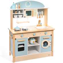 Load image into Gallery viewer, iRerts Kitchen Toys for Boys Girls Kids, Wooden Kids Kitchen Playset Kids Play Kitchen Toy Set with 12 Kitchen Accessories, Real Sounds, Pretend Toy Kitchen Set for Toddlers Birthday Gifts, Light Blue