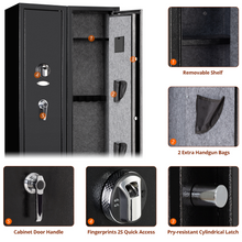 Load image into Gallery viewer, iRerts Fingerprint Rifle Gun Safe Cabinet, Quick Access 4-Gun Safes for Rifles and Shotguns, Lager Long Gun Safe with Keys, Anti-static Velvet, and Pre-drilled Holes for Home Bedroom