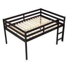 Load image into Gallery viewer, Low Twin Wood Loft Bed with Full-length Safety Rail and Ladder, Loft Bed Frame for Kids Toddlers, Solid Pine Wood, No Box Spring Needed, Espresso