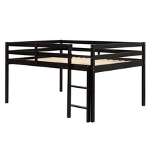 Load image into Gallery viewer, Low Twin Wood Loft Bed with Full-length Safety Rail and Ladder, Loft Bed Frame for Kids Toddlers, Solid Pine Wood, No Box Spring Needed, Espresso