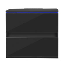 Load image into Gallery viewer, Black Nightstand for Bedroom, Night Stand with USB Charging Port and Adjustable LED Lights, Remote, Wireless Charging, Bedroom Ideas