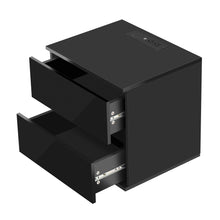 Load image into Gallery viewer, Black Nightstand for Bedroom, Night Stand with USB Charging Port and Adjustable LED Lights, Remote, Wireless Charging, Bedroom Ideas