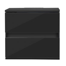 Load image into Gallery viewer, Black Nightstand for Bedroom, Night Stand with USB Charging Port and Adjustable LED Lights, Remote, Wireless Charging, Bedroom Ideas