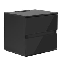 Load image into Gallery viewer, Black Nightstand for Bedroom, Night Stand with USB Charging Port and Adjustable LED Lights, Remote, Wireless Charging, Bedroom Ideas