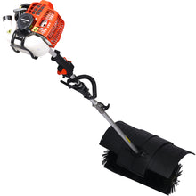 Load image into Gallery viewer, iRerts Gas Powered Snow Sweeper, 52CC Handheld Broom Sweeper with 2 Stroke and Nylon Sweeping Brush, Gasoline Power Broom Sweeper for Driveway Sidewalk Lawn Snow, 21x10", Orange/Black