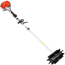 Load image into Gallery viewer, iRerts Gas Powered Snow Sweeper, 52CC Handheld Broom Sweeper with 2 Stroke and Nylon Sweeping Brush, Gasoline Power Broom Sweeper for Driveway Sidewalk Lawn Snow, 21x10", Orange/Black