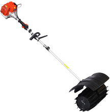 Load image into Gallery viewer, iRerts Gas Powered Snow Sweeper, 52CC Handheld Broom Sweeper with 2 Stroke and Nylon Sweeping Brush, Gasoline Power Broom Sweeper for Driveway Sidewalk Lawn Snow, 21x10", Orange/Black