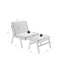 Load image into Gallery viewer, Modern Fabric Accent Chair with Ottoman, Blue Linen Accent Chair Modern with Metal Legs, Armless Living Room Chair, Single Sofa Chair for Bedroom Reading