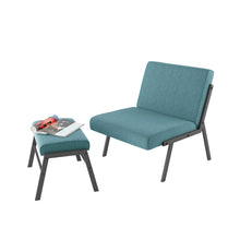 Load image into Gallery viewer, Modern Fabric Accent Chair with Ottoman, Blue Linen Accent Chair Modern with Metal Legs, Armless Living Room Chair, Single Sofa Chair for Bedroom Reading