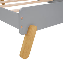 Load image into Gallery viewer, iRerts Wood Platform Bed Frame Twin Size, Gray Kids Toddler Bed with Curved Headboard and Shelf Behind Headboard, Solid Wood Slats, No Box Spring Needed