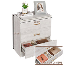 Load image into Gallery viewer, 3 Drawers Storage Cabinet Drawers, Wooden white Small Organizer Unit nightstand, Chest of Drawers file cabinet for Bedroom Living Room Office
