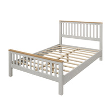 Load image into Gallery viewer, iRerts Full Platform Bed Frame with Headboard and Footboard, Solid Wood Bed Frames Full Size with Slats Support, Oak Top, Modern Full Bed Frame No Box Spring Needed for Kids Adults, Country Gray