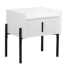 Load image into Gallery viewer, iRerts Nightstand with Charging Station, Modern End Side Table with Drawer, White Handle and USB Charging Ports, Wood Night Stands Bedside Table for Bedroom Living Room, White