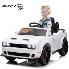 Load image into Gallery viewer, DG03 iRerts White 12V Dodge Challenger Powered Ride On Police Cars with Remote Control, USB, AUX, MP3, FM Function, LED Headlight