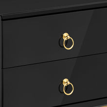 Load image into Gallery viewer, iRerts Side Table with Charging Station, Wood Nightstand with Drawers, USB Charging Ports and Golden Handle, Modern Storage Bedside Table End Table for Bedroom Living Room, Black