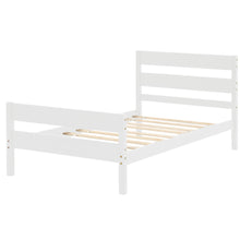 Load image into Gallery viewer, iRerts Wood Twin Bed Frame, White Twin Platform Bed Frame with Headboard and Footboard, Modern Twin Bed Frame No Box Spring Needed for Adults Teens Kids, Twin Size Bed Frame with Wood Slat Support