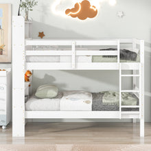 Load image into Gallery viewer, iRerts Wood Twin Bunk Bed, Twin Over Twin Bunk Beds with Bookcase Headboard, Can Be Converted into 2 Beds, Bunk Bed Twin Over Twin for Kids Teens Bedroom, No Box Spring Required, White
