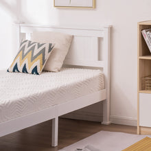 Load image into Gallery viewer, Twin Bed Frame with Headboard, iRerts White Twin Size Platform Bed Frame w/ Slats, Modern Twin Size Bed Frame for Kids Adults, Wood Platform Twin Bed Frame for Bedroom, No Box Spring Needed, R5003