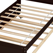 Load image into Gallery viewer, iRerts Twin Bed Frame with Trundle, Kids Bed Frame with Storage Headboard and Trundle, Space-saving Platform Bed with Storage for Girls Boys Toddlers Bedroom, Espresso
