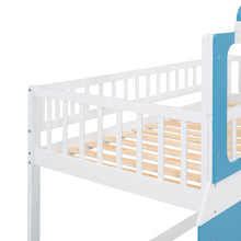 Load image into Gallery viewer, iRerts Wood Kids Loft Bed for Boys Girls, Train Shape Twin Size Loft Bed Frame with Window, Ladders and Guardrails, Spacious Under Bed Space, Playhouse Twin Loft Beds Bedroom Furniture, Blue