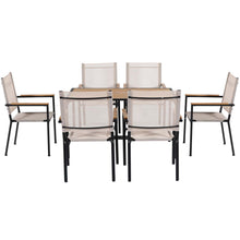 Load image into Gallery viewer, Outdoor Patio Furniture Sets, 7 Piece Outdoor Wicker Conversation Set with Acacia Wood Table Top, Rattan Outdoor Dining Table Set, Durable Outdoor Furniture Sets with Cushion for Lawn Backyard, Brown