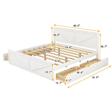 Load image into Gallery viewer, iRerts King Platform Bed Frame with 4 Storage Drawers, Wood King Bed Frame with Headboard, Slats Support and Support Legs, Modern Bed Frame King Size for Bedroom, No Box Spring Needed, White